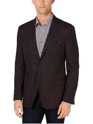 Tallia Mens Plaid Two Button Blazer Jacket, Red, 60 Regular Tallia Mens Plaid Two Button Blazer Jacket, Red, 60 Regular